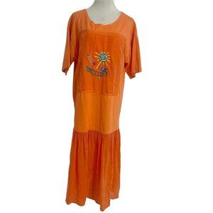 Vintage Johnny Was T Shirt Dress Medium Embroidery Patch